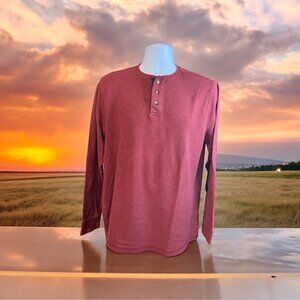 Levis Mens Henley Shirt Red Large Long Sleeve Button Up Normcore Gorpcore